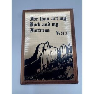Vintage Psalm 31:3 Wall Plaque Wood &‎ Metal For Thou Art My Rock & Fortress 6x4